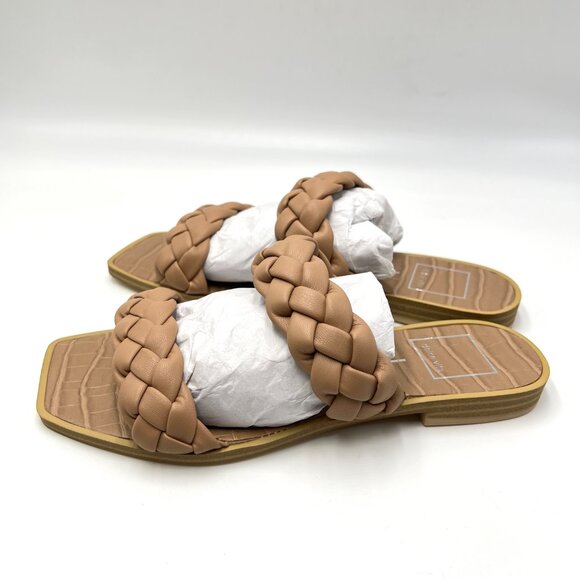 Dolce‎ Vita Size 6 Vegan Leather Beige Tan Nude Braided Woven Flat Sandals Shoes - Picture 6 of 13